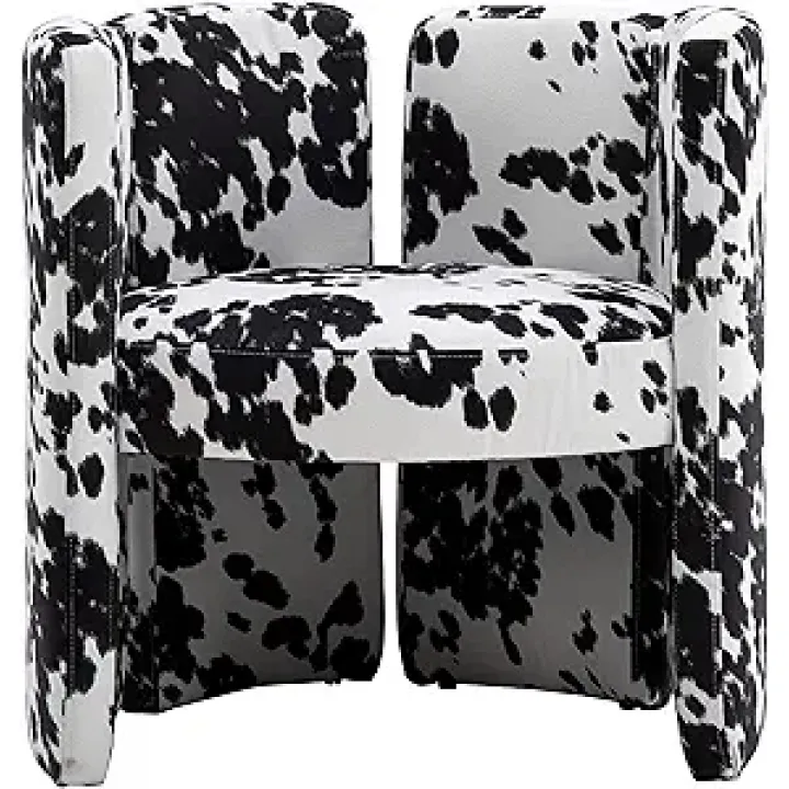 chairus Modern Dining Chair Unique Velvet Barrel Chair Cute Comfy Upholstered Accent Chair for Living Room/Bedroom/Reception, Cow