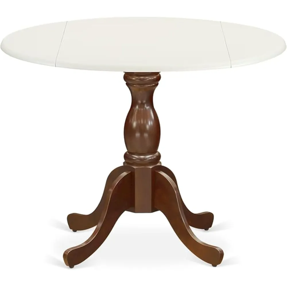 East West Furniture DST-LMA-TP Dublin Dining Room Table - a Round kitchen Table Top with Dropleaf & Pedestal Base, 42x42 Inch, Multi-Color