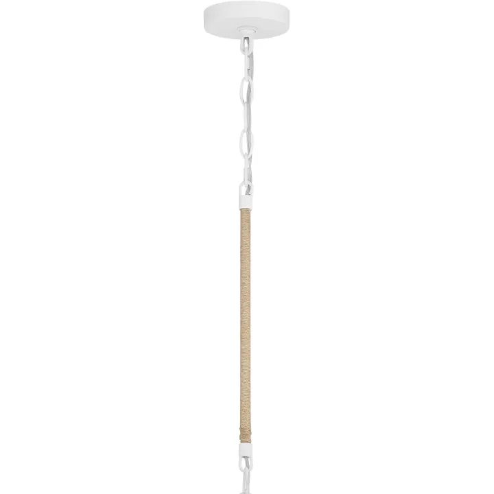 Jasper 3 Light Matte White + Natural Wood Pendant