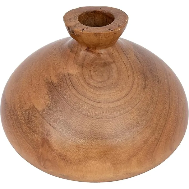 Creative Co-Op Decorative Paulownia Wood Vase, Walnut Finish