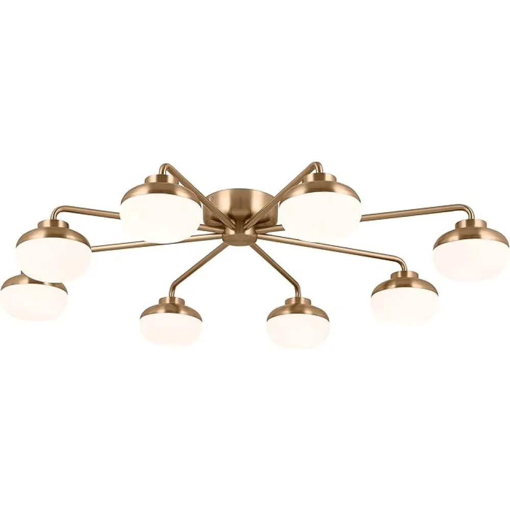 Kichler Remy 52608CPZ Flush Mount 8-Light LED 41˝ with Satin Etched Cased Opal Glass in Champagne Bronze