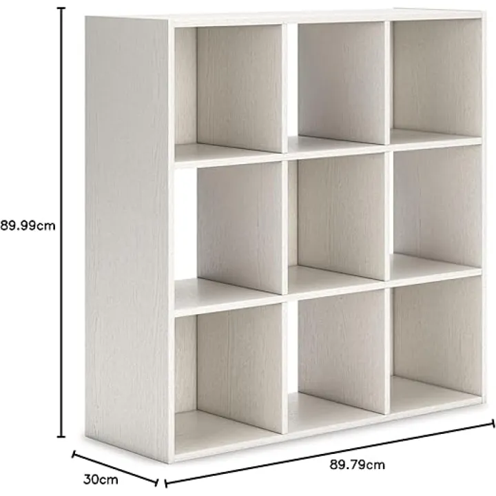 Signature Design by Ashley Aprilyn Farmhouse 8 Cube Storage Organizer or Bookcase, Whitewash