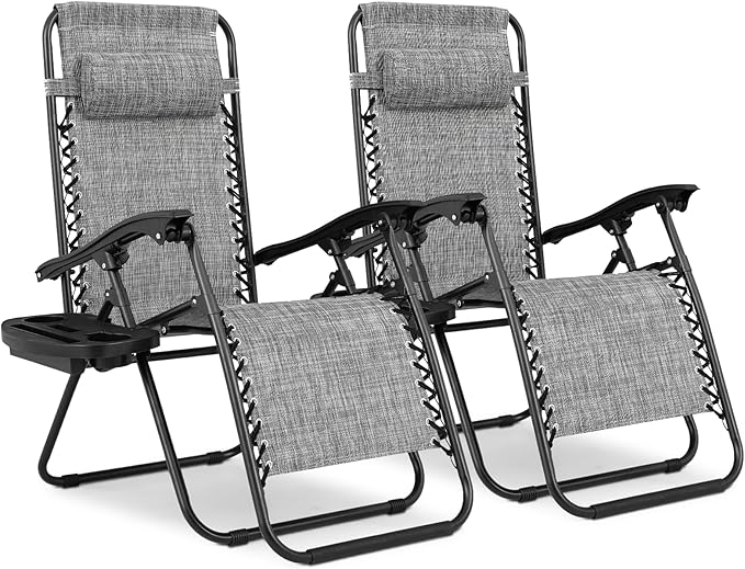 MoNiBloom Zero Gravity Chairs Set of 2 Outdoor Folding Patio Lounge Chairs for Outside Reclining Lawn Chairs Recliner Beach Chairs for Adults, Cream