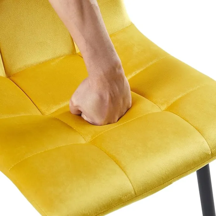 NORDICANA Navy Blue Velvet Dinner Chairs Set of 6, Modern Armless Biscuit Tufted Dining Side Chairs with Metal Legs for Kitchen Living Room Vanity