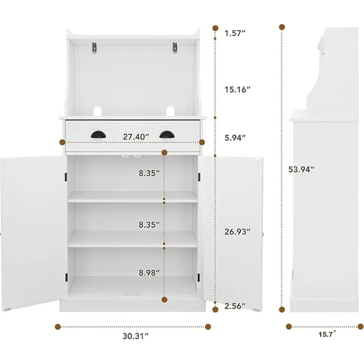 54" Freestanding Kitchen Pantry Storage Cabinet with Doors and Adjustable Shelves, Microwave Oven Cabinet with Drawer for Kitchen, Bathroom or Hallway,Black