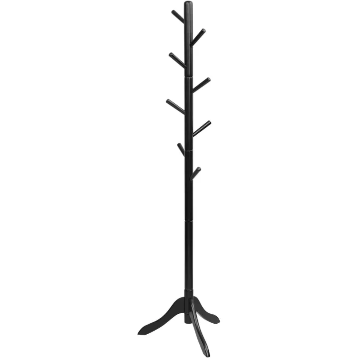 Tangkula Wooden Tree Coat Rack Freestanding, Entryway Coat Stand with 8 Hooks, Height Adjustable Coat Tree, Coat Hanger Stand for Home Office Hall Entryway