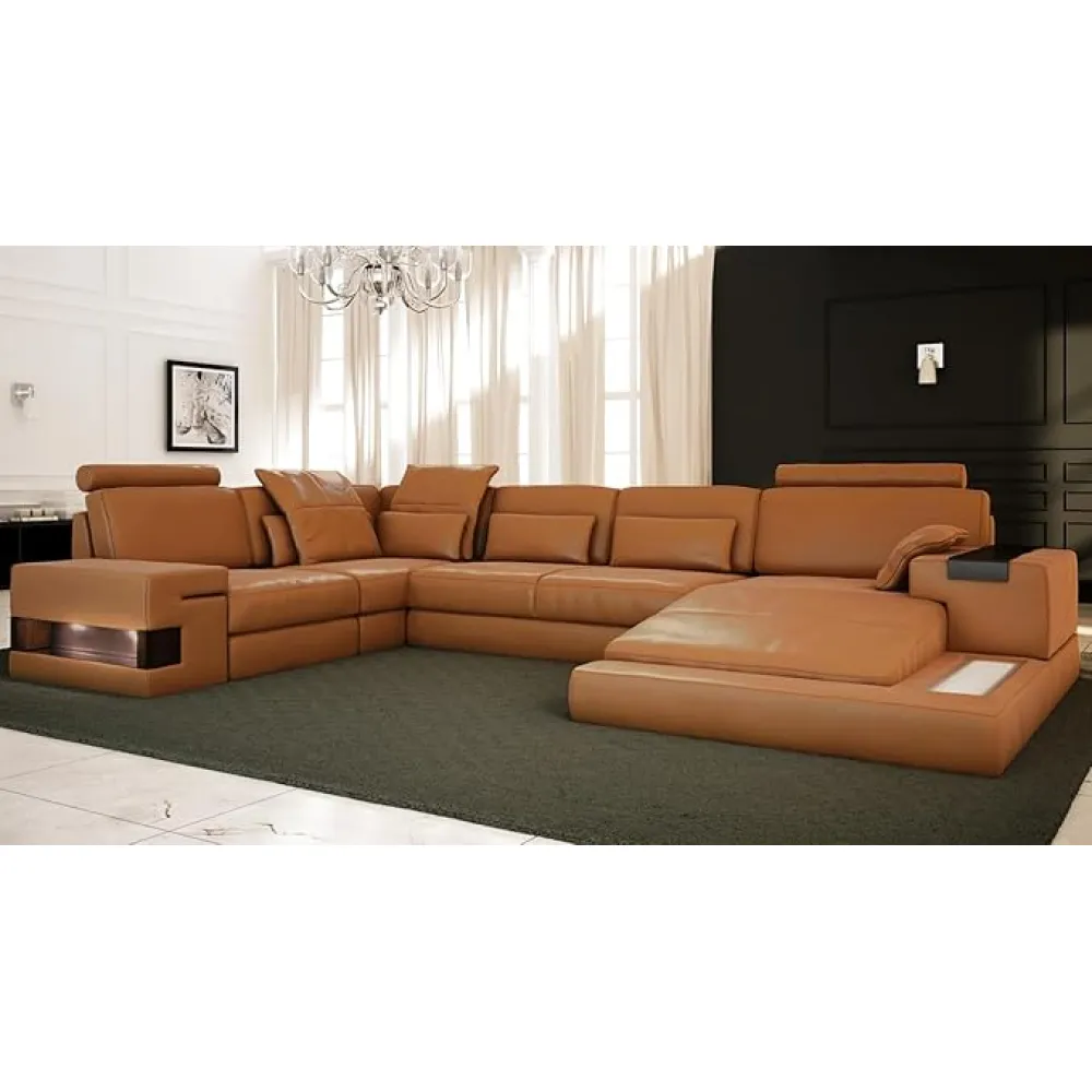 Leather Sectional Chaise Sofa U-Shaped Modern Sofa Design - BULLHOFF by Giovanni Capellini