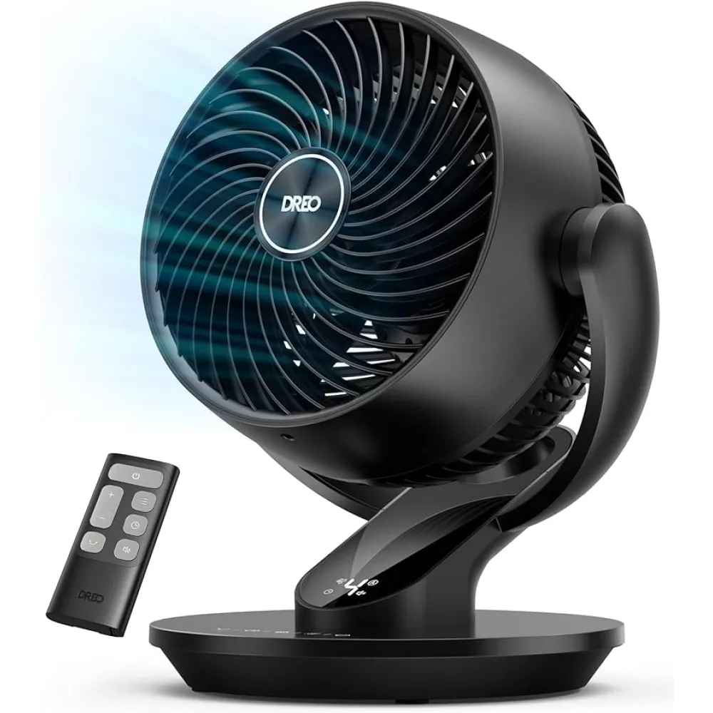 Dreo Fan for Bedroom, 13-Inch Oscillating Table Air Circulator Fan for Whole Room, 120° Tilt Adjustment, 28dB Ultra-Quiet, 70ft Powerful Airflow, 4 Speeds Desk Fans with Remote for Home, Office