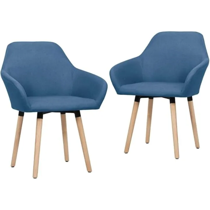 Dining Chairs 2 pcs Blue Fabric 14.05kg/30.91ib Kitchen & Dining Room Chairs