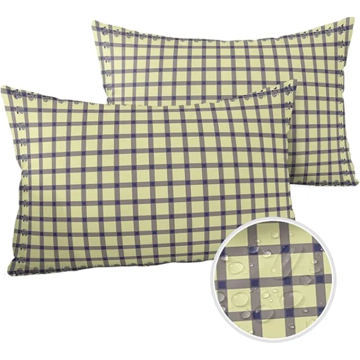 Outdoor Waterproof Throw Pillow Cover Flowers Buffalo Plaid Decorative Pillows Cushion Covers Vintage Tartan Gingham 2 Pack Pillow Cases for Patio Garden Balcony Couch Sofa 16x16In