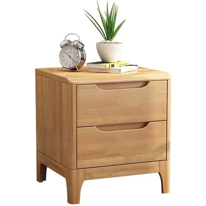 Bedside Table, Bedside Table Study Household Thicken Pine Wholesale Locker Double Pumping Bedroom Floor-Standing Multifunction Storage Box 42X40X48.5cm (Color : Wood Color)