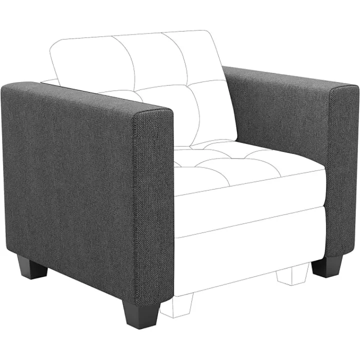 Belffin Armrest Module for Modular Sectional Sofa Couch Side Armrest for Sectional Modular Sofa Fabric Dark Grey