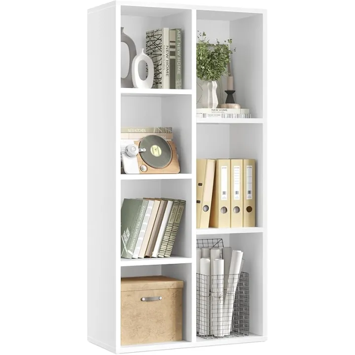 VASAGLE Bookcase, Bookshelf with 7 Compartments, Freestanding Shelves and Cube Organizer, for Display in Living Room, Bedroom, and Home Office, White ULBC27WT