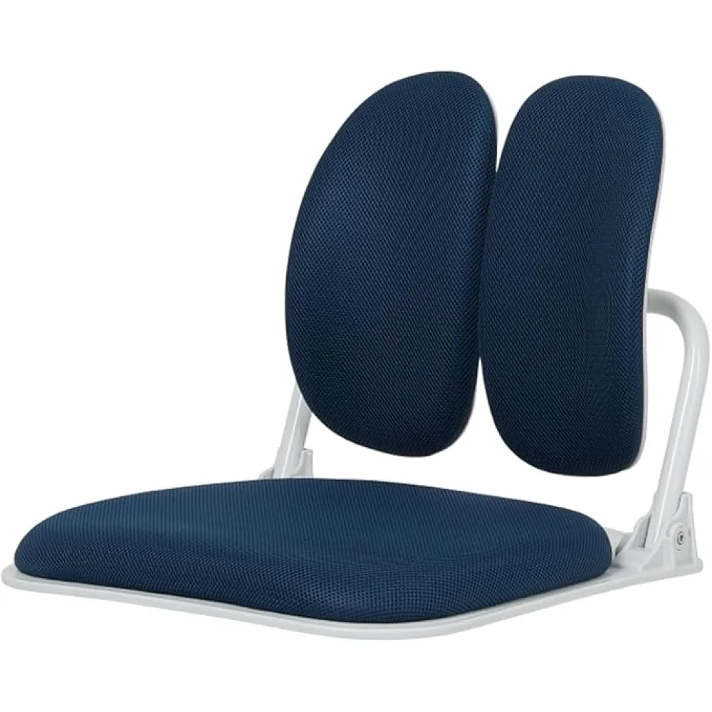 Made in Korea Dual-Backrests Ergonomic Floor Chair With Back Support - Meditation, Gaming, Reading Chair for Adults, Foldable (Blue)