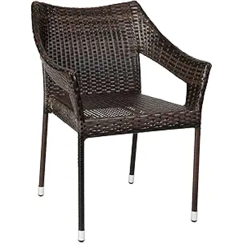 Flash Furniture Ethan Commercial Grade Patio Chair, All Weather PE Rattan Wicker Stacking Patio Dining Chair, Set of 4, Espresso