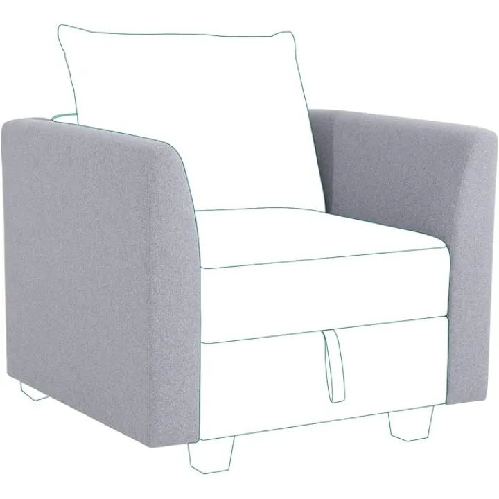 Naomi Home Elizabeth Modern DIY Sofa Armrest Module for Modular Sectional Sofa - Pair of Armrests for Sectional Modular Couch, Linen, Gray