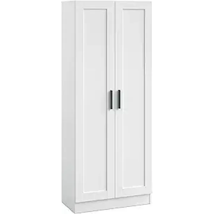 Panana Wooden Storage Cabinet, Narrow Pantry Cabinets Free Standing Tall Storage Cabinet with 2 Doors and Shelves (White)