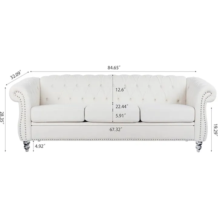 QHITTY 2 Piece Living Room Set, Sectional Chesterfield Sofa Chair Contemporary Upholstered Velvet Loveseat Couch Sets for Living Room, Bedroom, Office