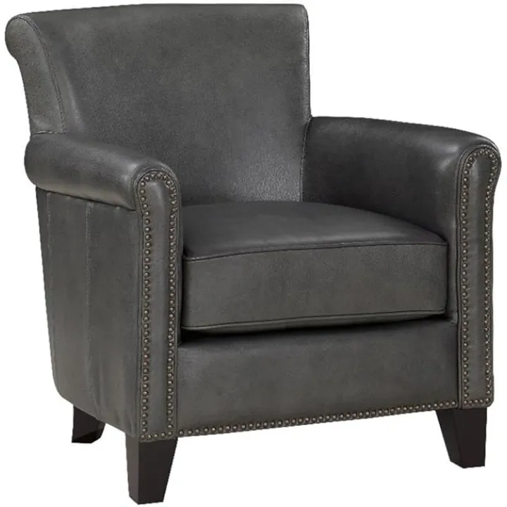 Lexicon Braintree 20.5" Traditional Plywood and Leather Accent Chair in Gray