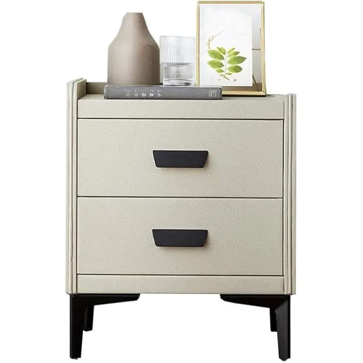 Nightstand with Frosted Handles Solid Wood Feet 2 Drawers Bedroom Furniture Storage Box (Color : A Size : 40X39X49) (B 40X39X49)