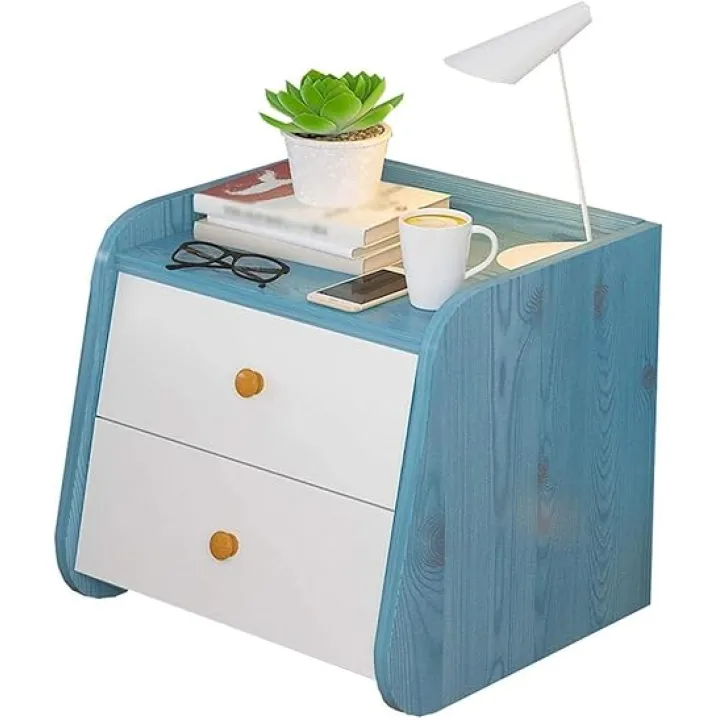 Side Table Thickened Backboard Nightstand 2-Drawers Home Bedroom Storage Locker 40X38X40CM Storage Box (Color : B) (A)