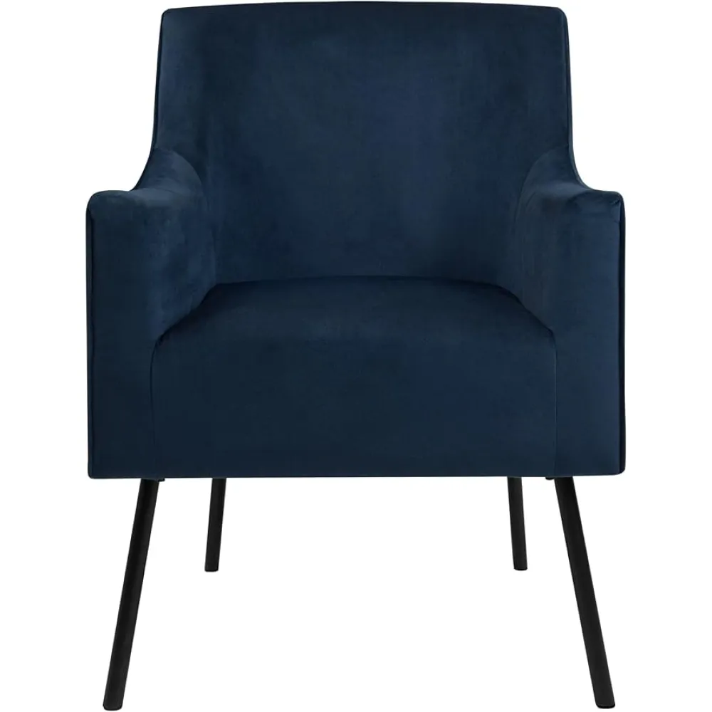 HomePop Modern Accent Chair, Home Décor, Accent Chairs for Living Room & Bedroom, Fabric Reading Living Room Side Chair, Single Sofa with Lounge Seat and Metal Legs - Navy Velvet