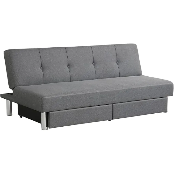 OUDINI Fabric Futon Sofa Bed, Convertible Futon Sofa,Memory Foam Couch Convertible Loveseat, for Living Room, Bedroom, Office, Apartment, Dorm, (Gray)