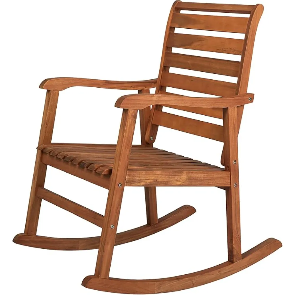 JONATHAN Y RCK101A Carey Modern Slat-Back 300-Lbs Support Acacia Wood Patio Outdoor Rocking Chair for Garden, Lawn, Backyard, Pool, Deck, Beach, Firepit, Teak
