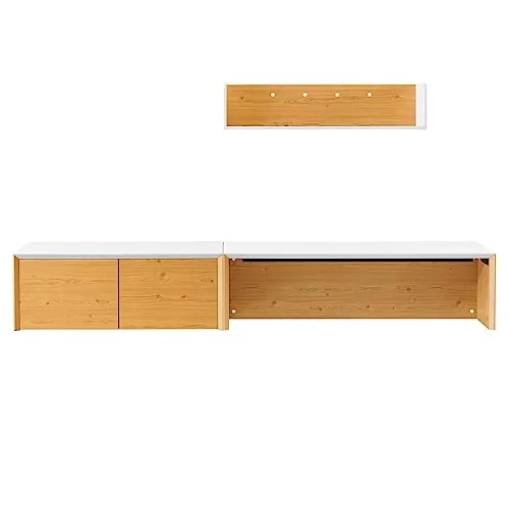 Modway EEI-6312-WHI-NAT Kinetic 49" Wall-Mount Office Desk with Cabinet and Shelf, White Natural