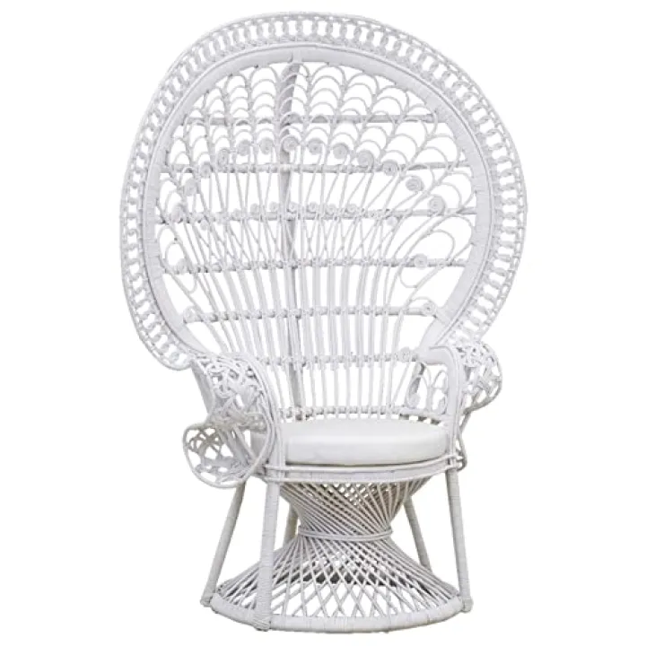 AUBRY GASPARD Poltrona Emmanuelle Artigianale in rattan laccato bianco
