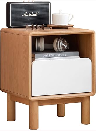 HASMI Nightstands Bedside Table, 2-Tier Nightstand with Drawer, Wood Side Table for Small Spaces, Stable Load-Bearing, Anti-Fall Design End Tables Bedroom