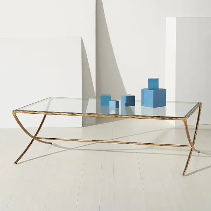 SAFAVIEH Couture Collection Debbie Brass Metal Rectangle Coffee Table (Fully Assembled)