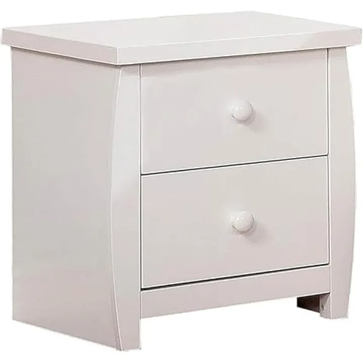BOWERY HILL 2-Drawer Transitional Solid Wood Nightstand in White