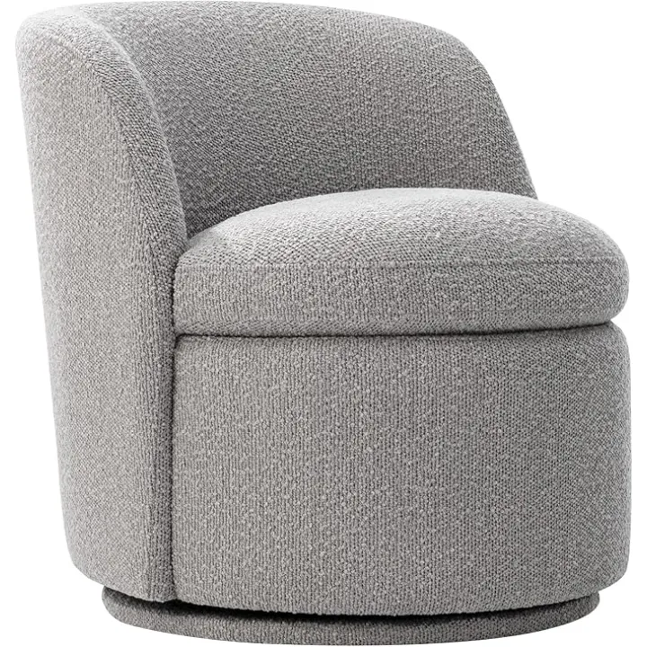 CHITA Swivel Barrel Chair, FSC Certified Comfy Upholstered Boucle Accent Chair for Living Room, Light Grey