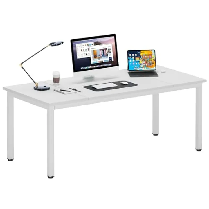 DlandHome 71 inches X-Large Computer Desk, Composite Wood Board, Decent and Steady Home Office Desk,White