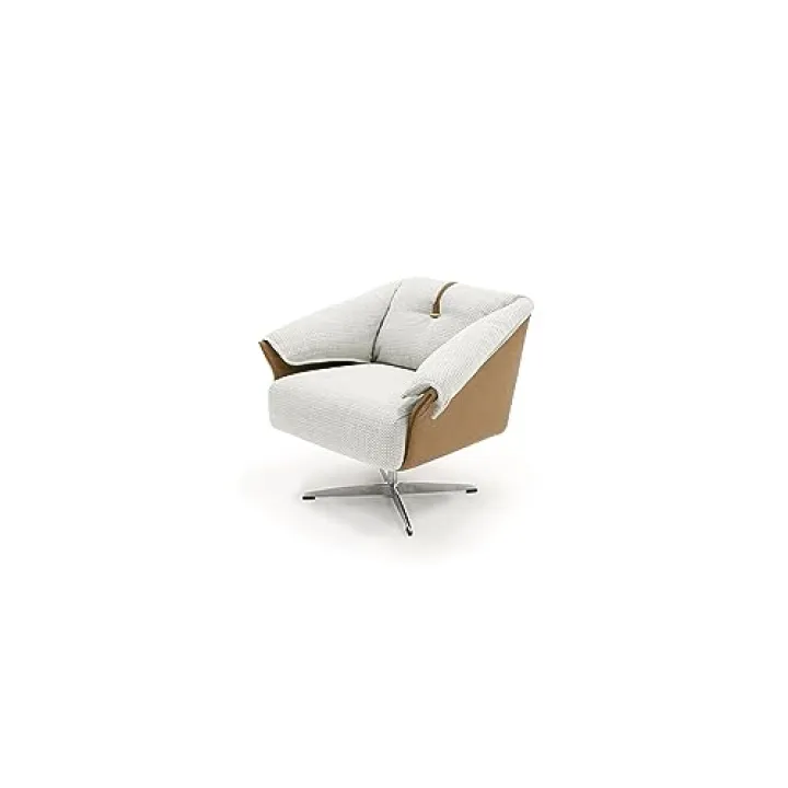 Limari Home Lenio Collection Modern Living Room Swivel Fabric & Leatherette Accent Chair, Grey, Camel
