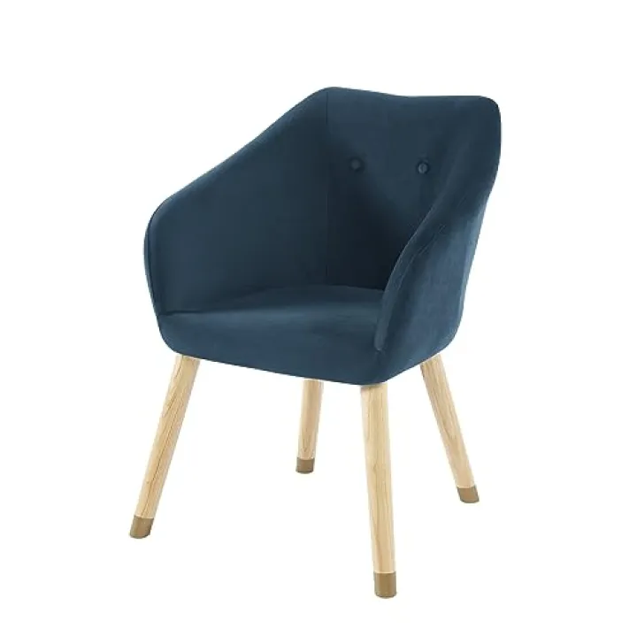 BAÏTA Poltrona Hilda in Velluto Blu con base Legno e oro
