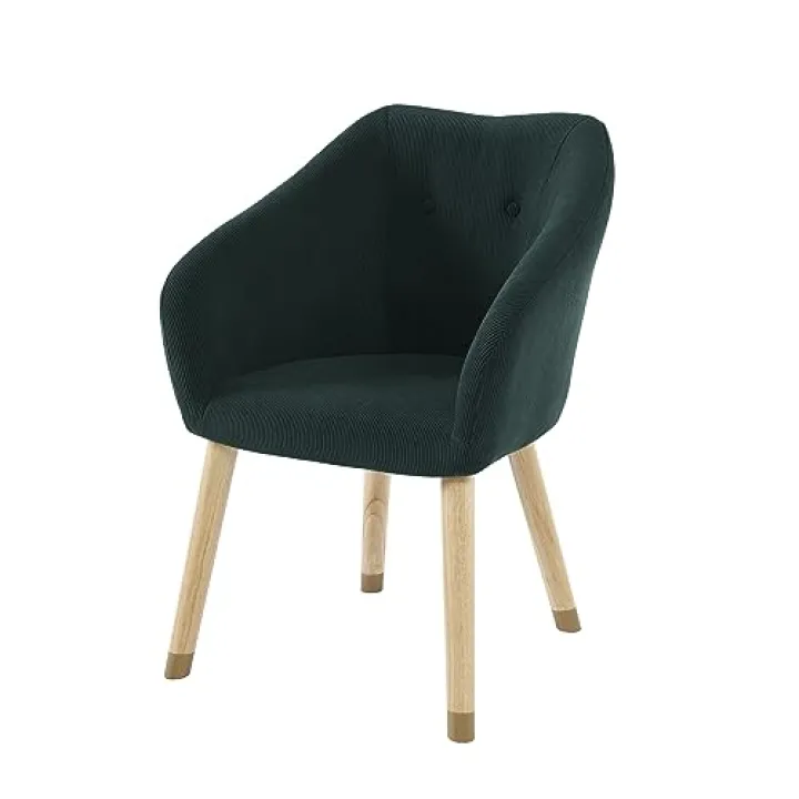 BAÏTA Poltrona Hilda in Velluto a coste Verde con base Legno e oro