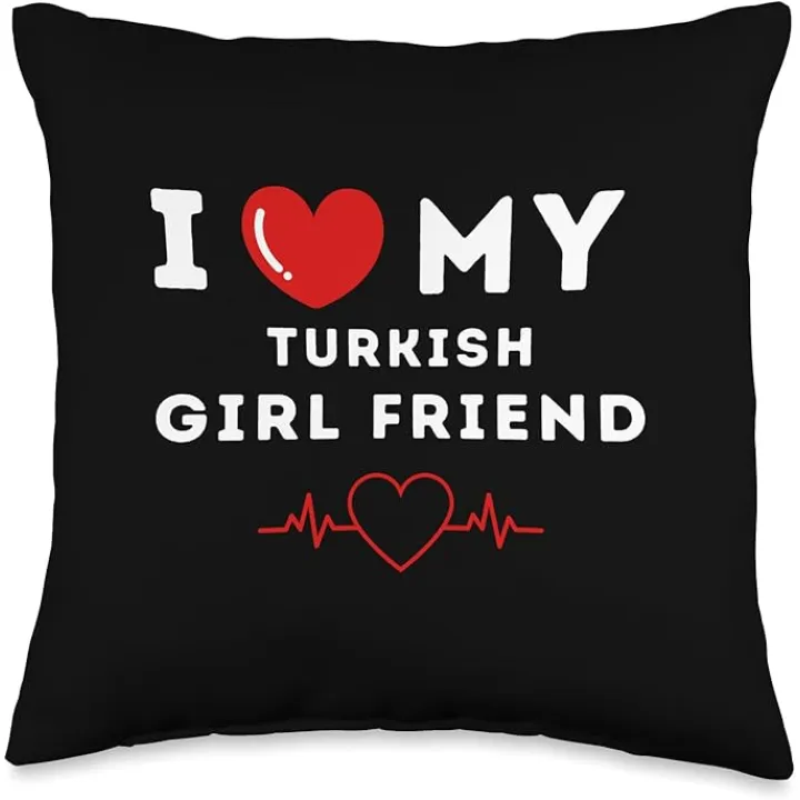 I Love My Girl Friend Classy Turkish Throw Pillow, 16x16, Multicolor