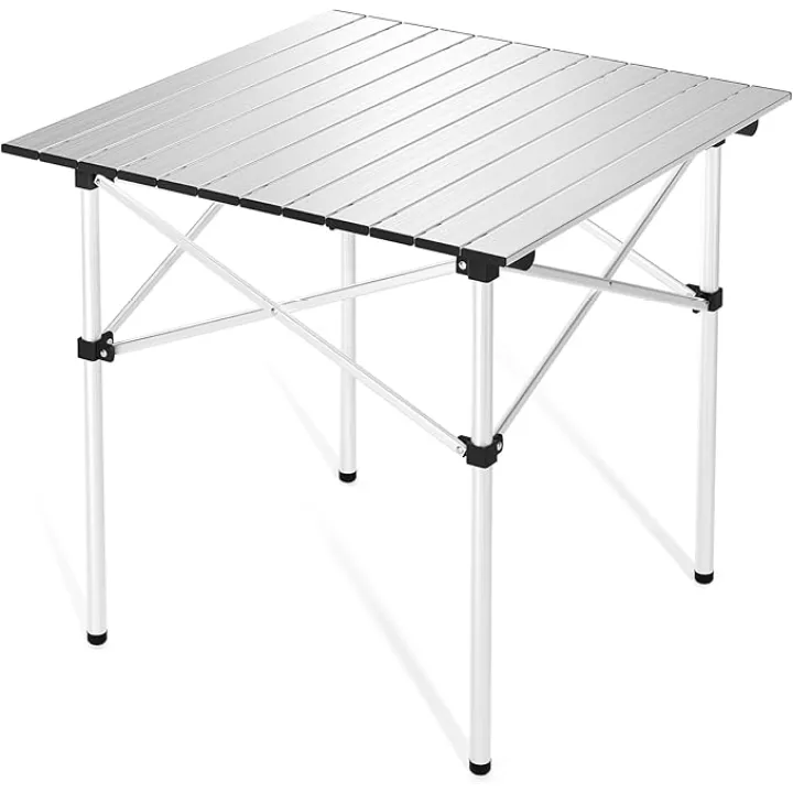 YSSOA Aluminum Folding Table for Camping, Camp Table for Picnic, Beach Table for Sand Foldable, Lightweight, Carry Bag Included