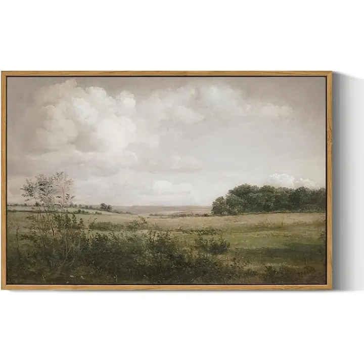 VIYYIEA Nature Large Framed Wall Art, Wilderness Vintage Art Decor Room Aesthetic, 16X24 Inch Canvas Print Artwork, Farmhouse Landscape Painting Wall Decor for Bedroom Bathroom Office