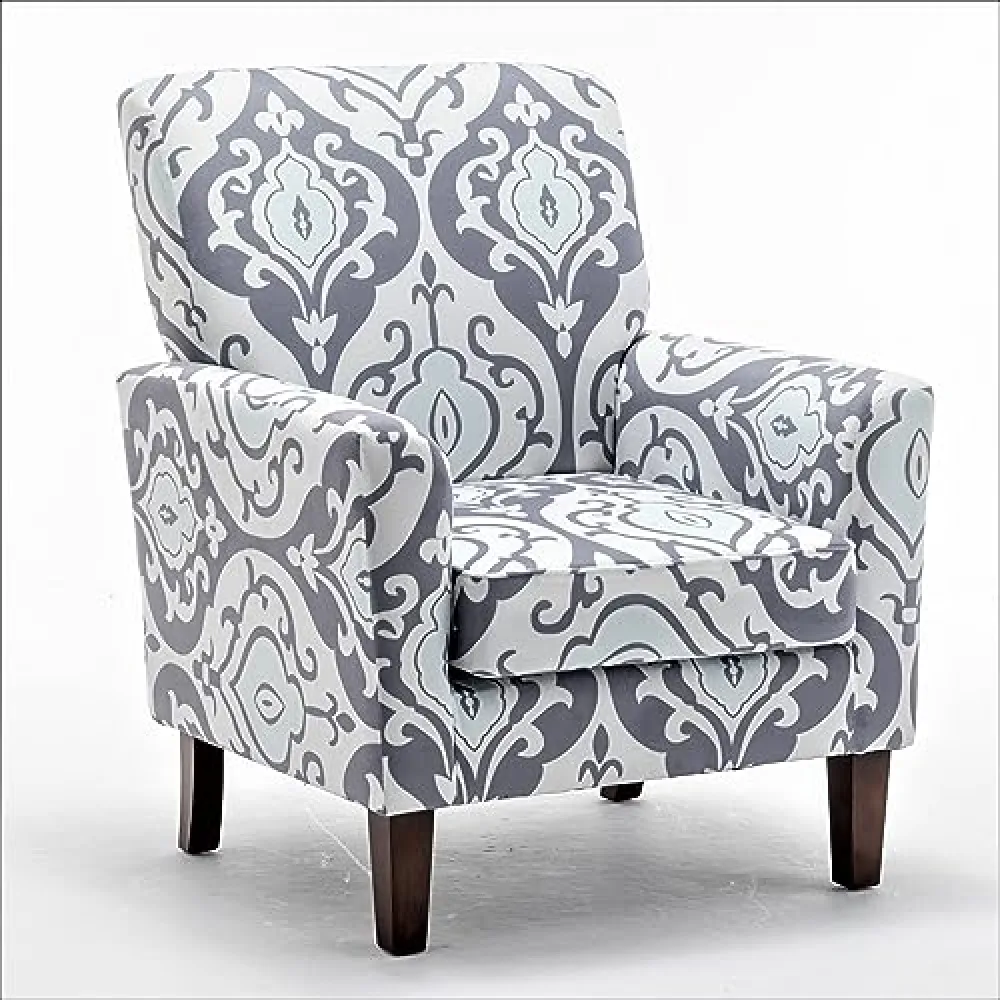 US Pride Furniture Modern Accent Armchair for Office and Living Room Decor with Birch Wood Frame and Microfiber Upholstery, Easily Assembled Arm Chair with Removable Cushions, 05 Printed Fabric