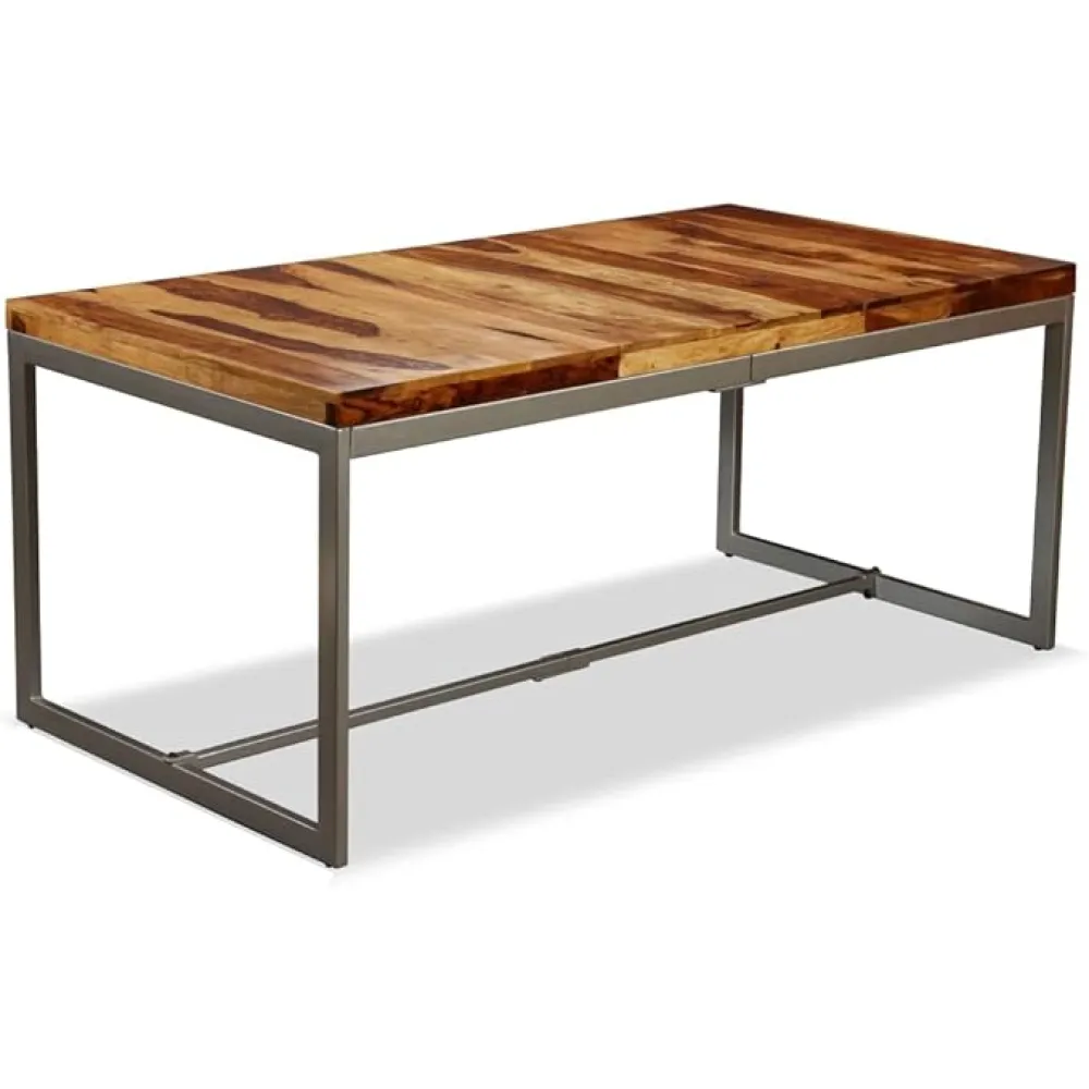 Large Dining Table,Industrial Rustic Kitchen Dining Room Table, Dinner Table for Kitchen, Living Room,Dining Table Solid Sheesham Wood and Steel 70.9"