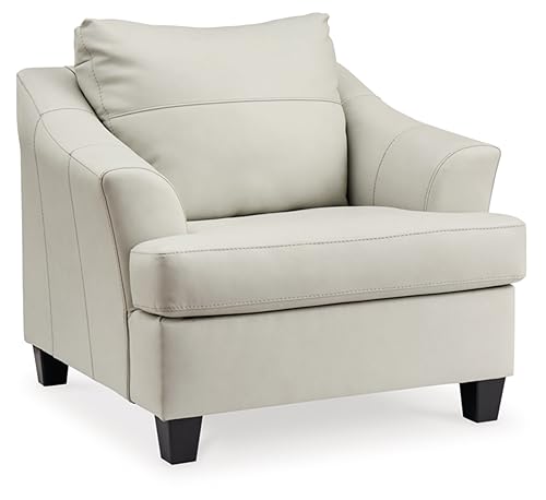 Signature Design by Ashley Genoa Contemporary Leather Match Upholstered Oversized Chair, White