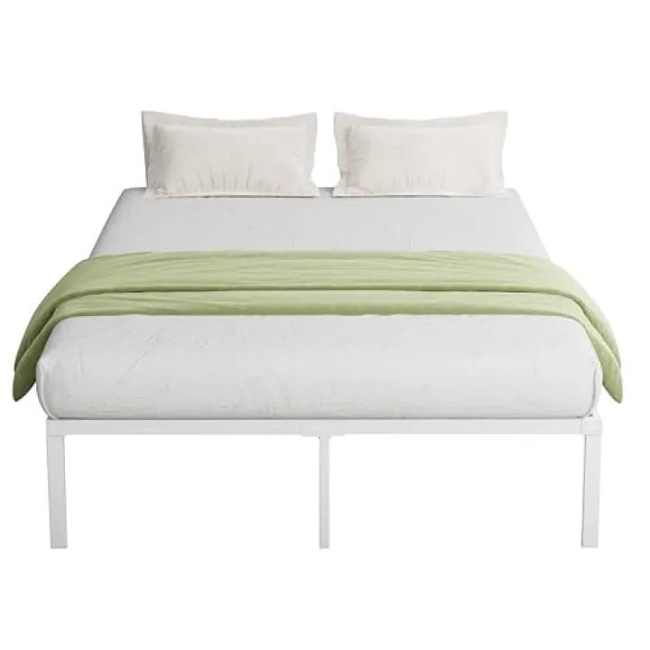 Novilla Rete Letto Matrimoniale 160x190 Struttura Letto Piattaforma, Supporto a Doghe in Acciaio, Base del Materasso, Montaggio Facile, Spazio di Archiviazione Sotto il Letto, Bianco