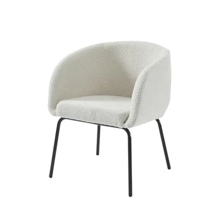 Poltrona Belem in Tessuto Bouclette Bianco