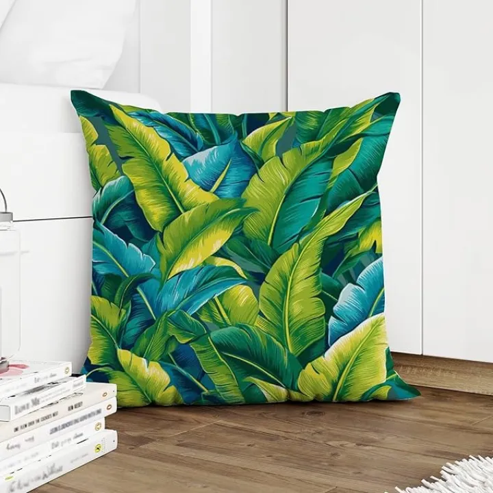 Turquoise Lime Green Outdoor Throw Pillow Covers Teal Blue Aqua Tropical Waterproof Throw Pillowcase 18x18 in Classic Accent Pillows for Patio Furniture Porch