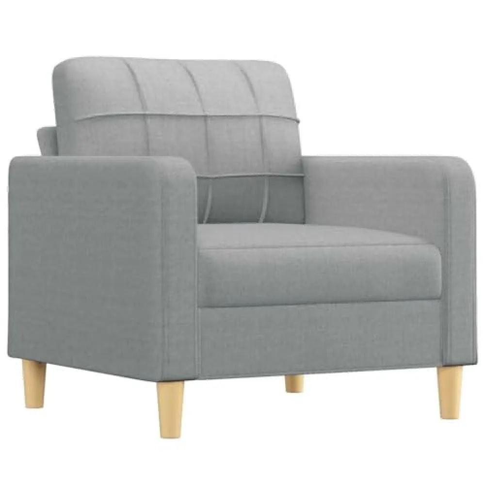 vidaXL Light Gray Single Seater Sofa Chair - Breathable Fabric with Robust Metal Frame - Modern Design for Living Room or Bedroom