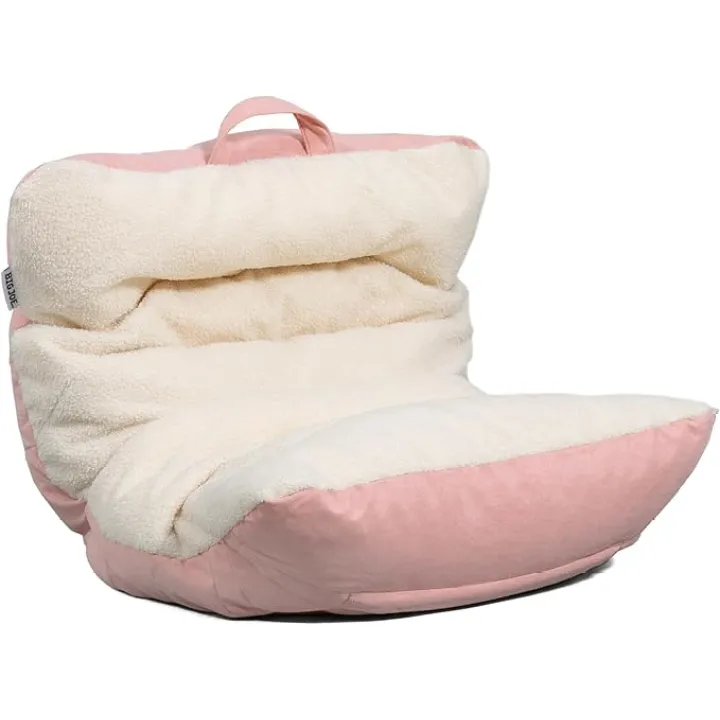 Big Joe Roma Kid's Bean Bag Chair, Oat Sherpa and Desert Rose, Vegan Suede, 2 feet