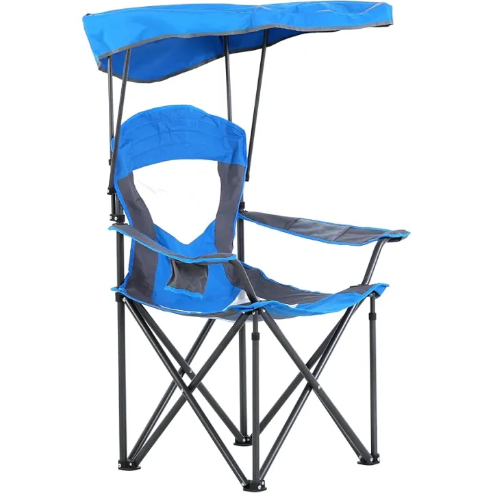 ALPHA CAMP Oversized Camping Chair with Shade Canopy, Folding Lawn Chairs